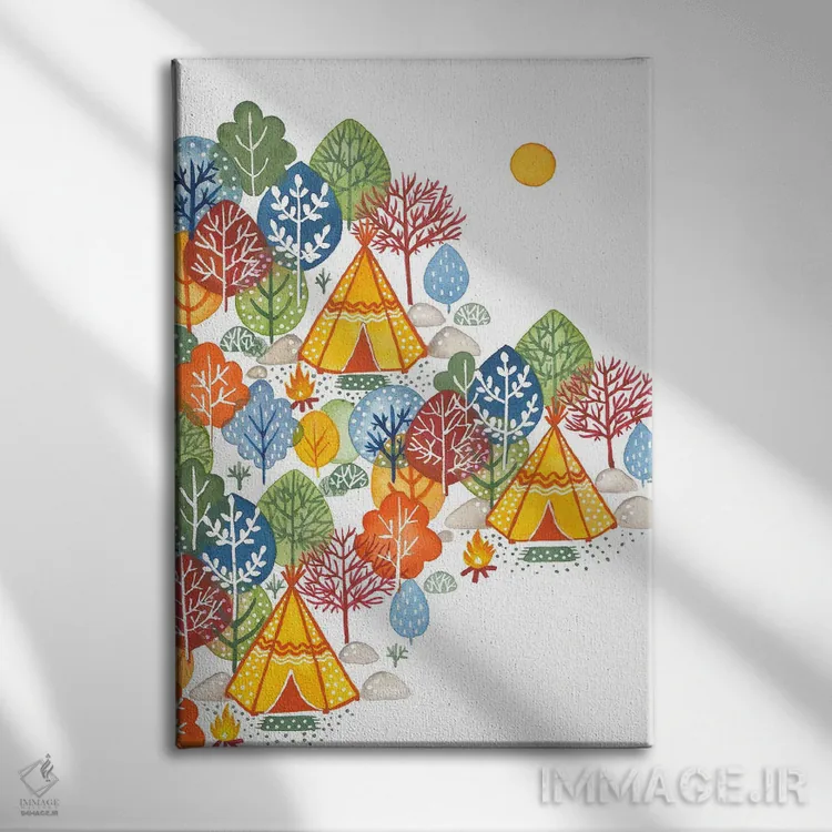 تابلو دکوراتیو اردوگاه تابستانی اثر اف ان کی دیزاینز - نمای روبهرو روی دیوار