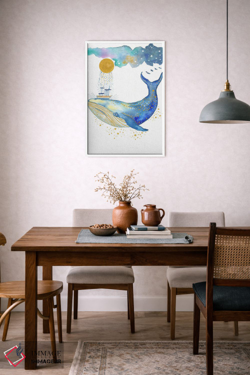 تابلو دکوراتیو نقاشی نهنگ اثر اف ان کی دیزاینز - D5W