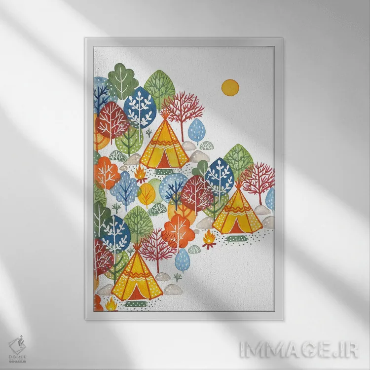 تابلو دکوراتیو اردوگاه تابستانی اثر اف ان کی دیزاینز - نمای قابدار سفید