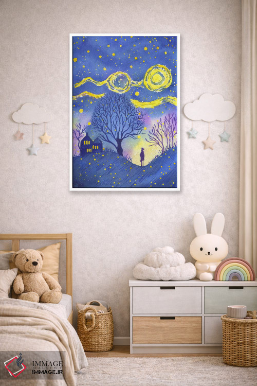 تابلو دکوراتیو شب پرستاره اثر اف ان کی دیزاینز - D3W