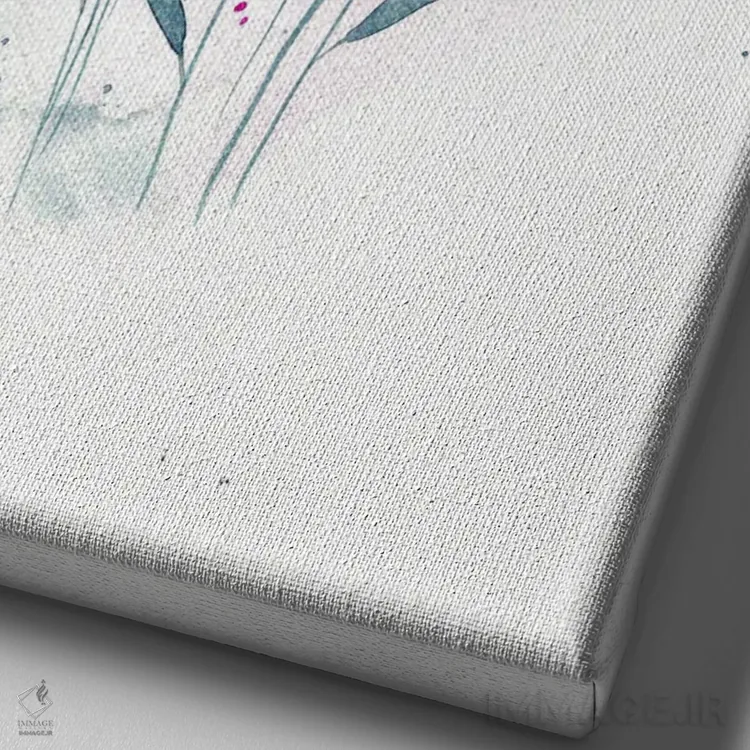 تابلو دکوراتیو گل های صورتی و آبی اثر اف ان کی دیزاینز - نمای نزدیک بافت بوم