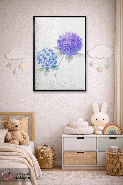 تابلو دکوراتیو هورتانسیا بنفش اثر اف ان کی دیزاینز - D5B