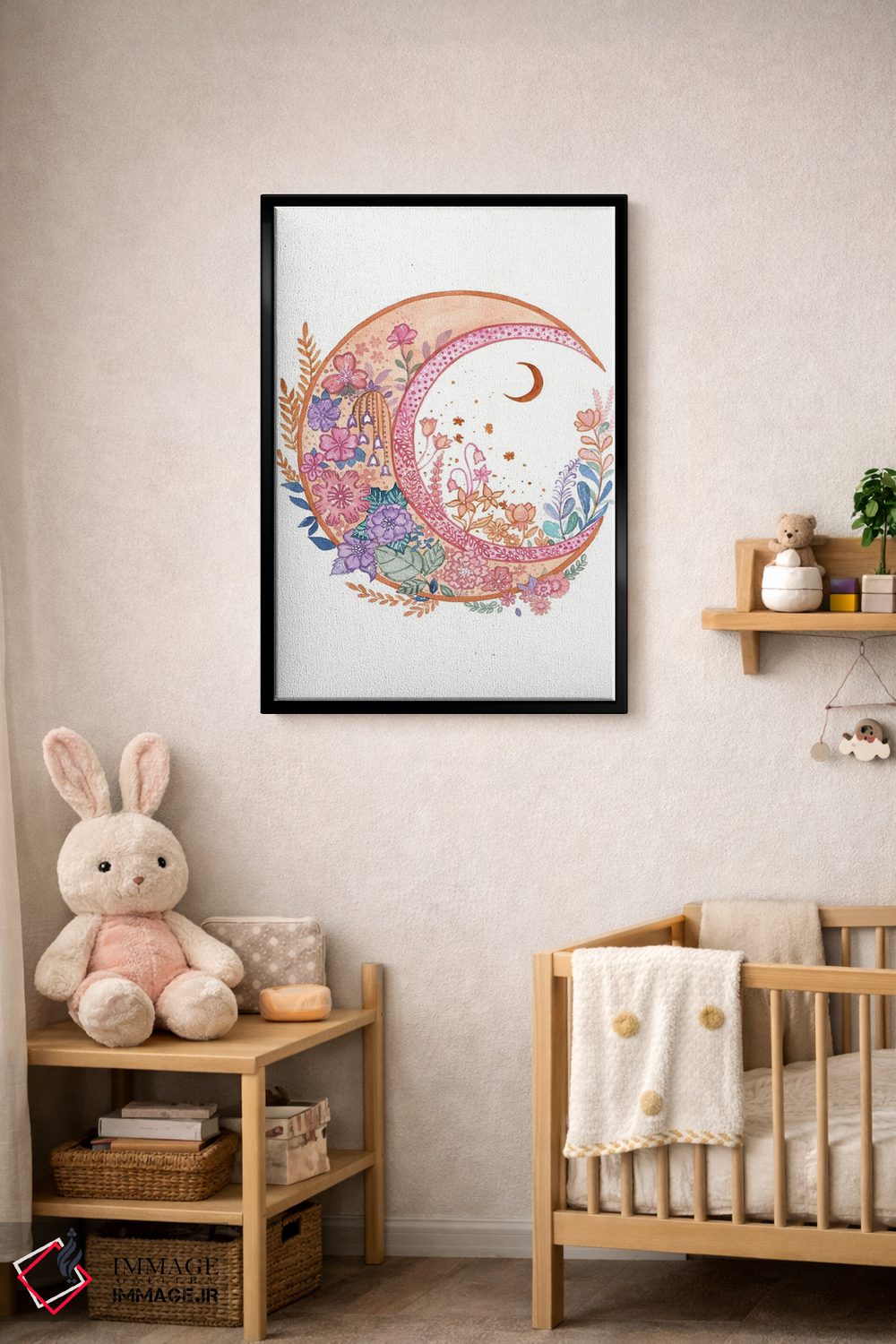 تابلو دکوراتیو هلال صورتی اثر اف ان کی دیزاینز - D4B