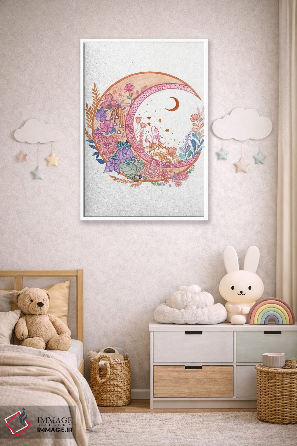 تابلو دکوراتیو هلال صورتی اثر اف ان کی دیزاینز - D3W