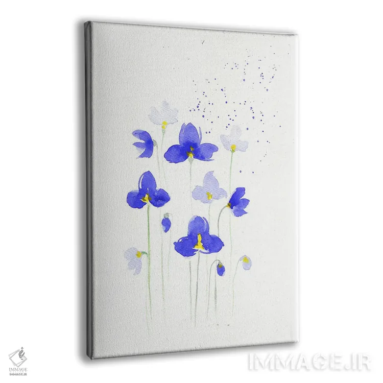 تابلو دکوراتیو گل های آبی اثر اف ان کی دیزاینز - نمای پرسپکتیو محصول