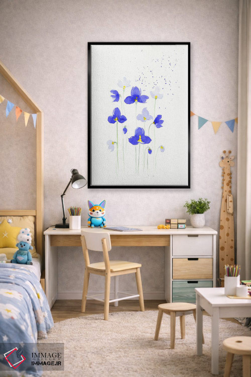 تابلو دکوراتیو گل های آبی اثر اف ان کی دیزاینز - D2B