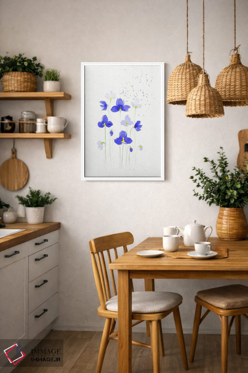 تابلو دکوراتیو گل های آبی اثر اف ان کی دیزاینز - D3W