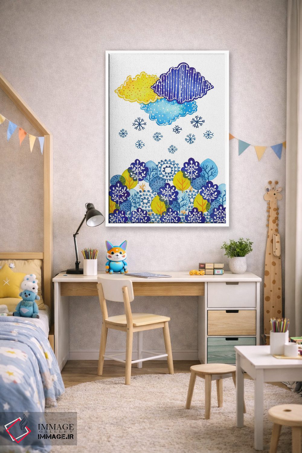 تابلو دکوراتیو ابرهای آبی اثر اف ان کی دیزاینز - D1W