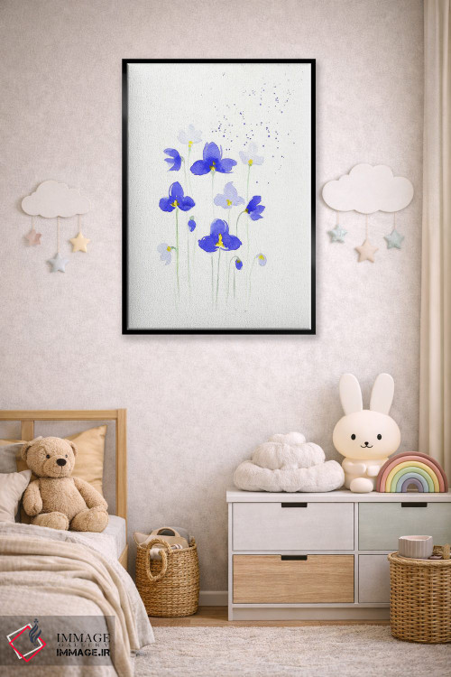 تابلو دکوراتیو گل های آبی اثر اف ان کی دیزاینز - D6B