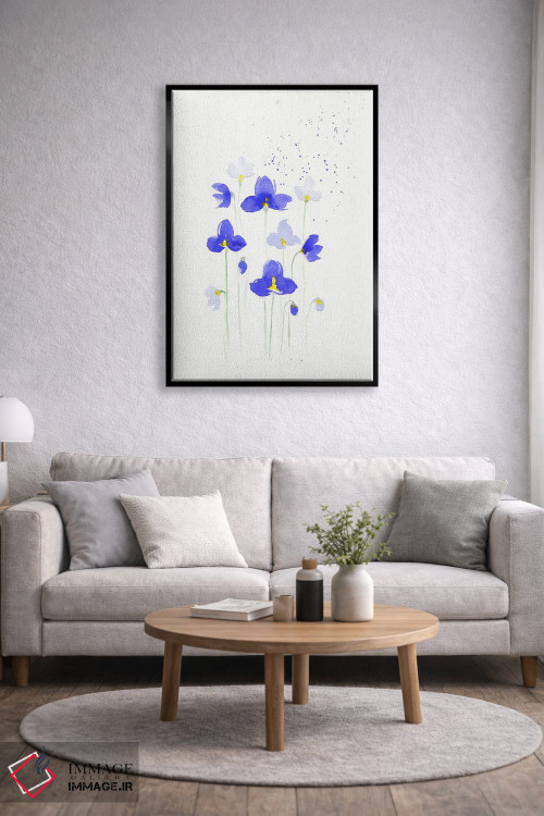 تابلو دکوراتیو گل های آبی اثر اف ان کی دیزاینز - D5B
