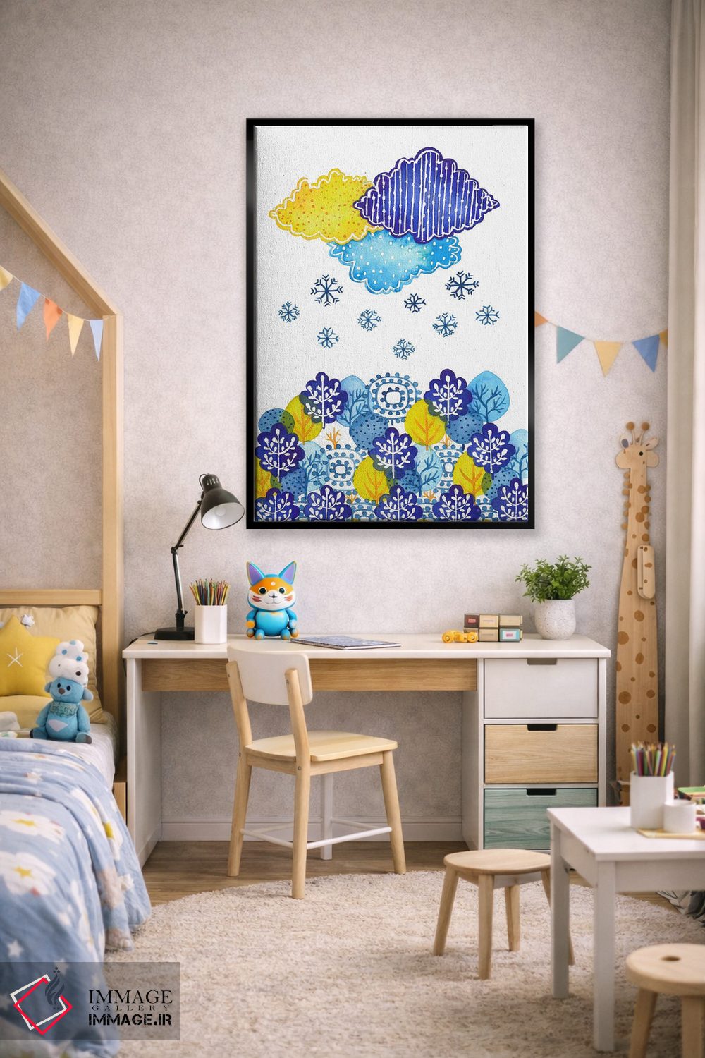 تابلو دکوراتیو ابرهای آبی اثر اف ان کی دیزاینز - D2B