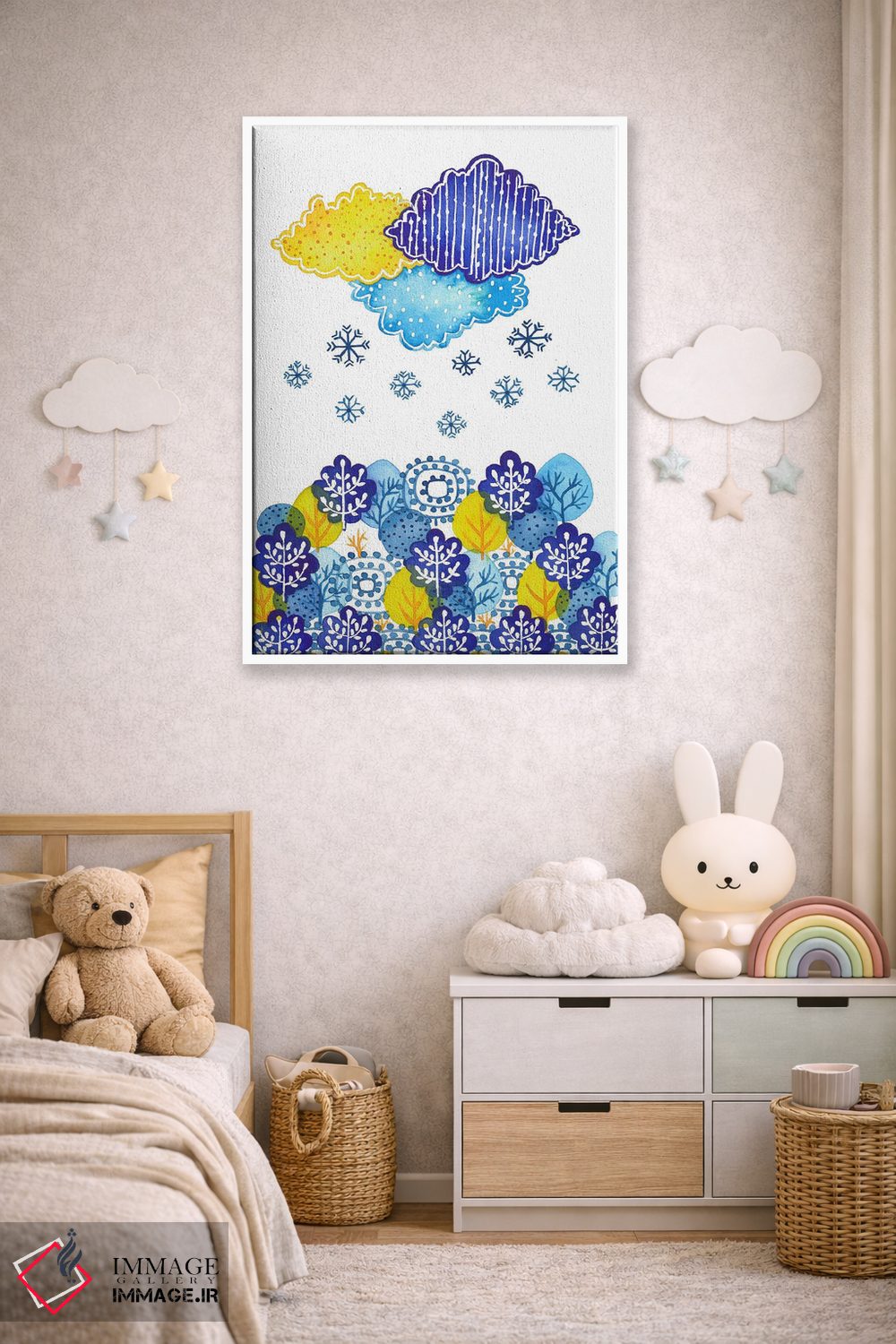 تابلو دکوراتیو ابرهای آبی اثر اف ان کی دیزاینز - D4W