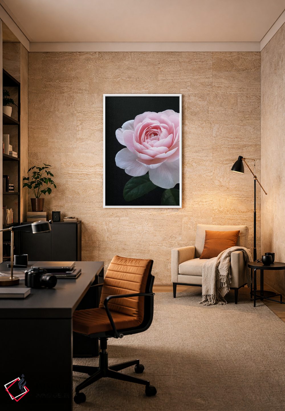 تابلو دکوراتیو رز انگلیسی صورتی اثر آلیسون فنل - D5W
