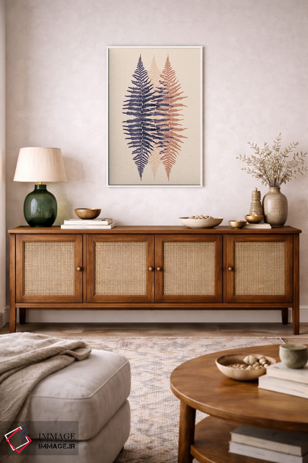 تابلو مینیمال طرح سرخس در غروب دیرهنگام اثر آلیسون فنل - D2W