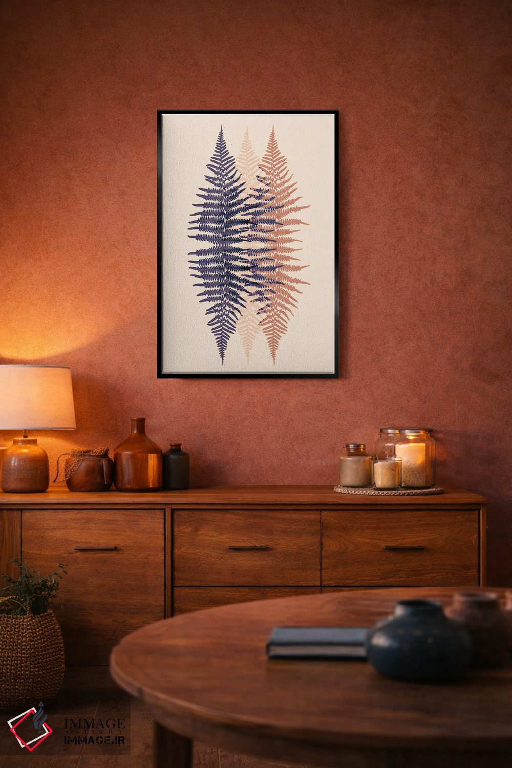 تابلو مینیمال طرح سرخس در غروب دیرهنگام اثر آلیسون فنل - D5B