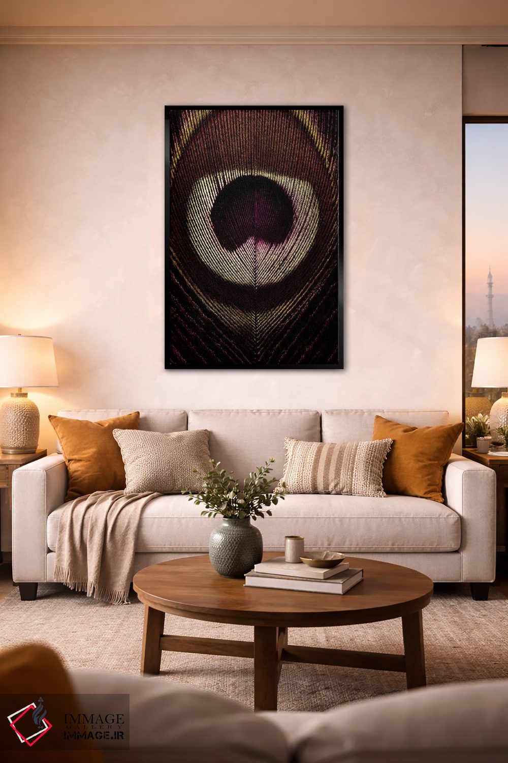 تابلو دکوراتیو پر طاووس برنزی اثر آلیسون فنل - D3B