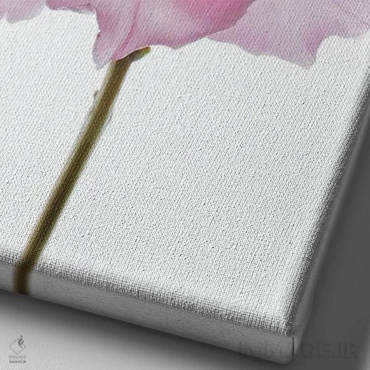 تابلو مدرن گل صدتومانی درختی صورتی اثر آلیسون فنل - نمای نزدیک بافت بوم