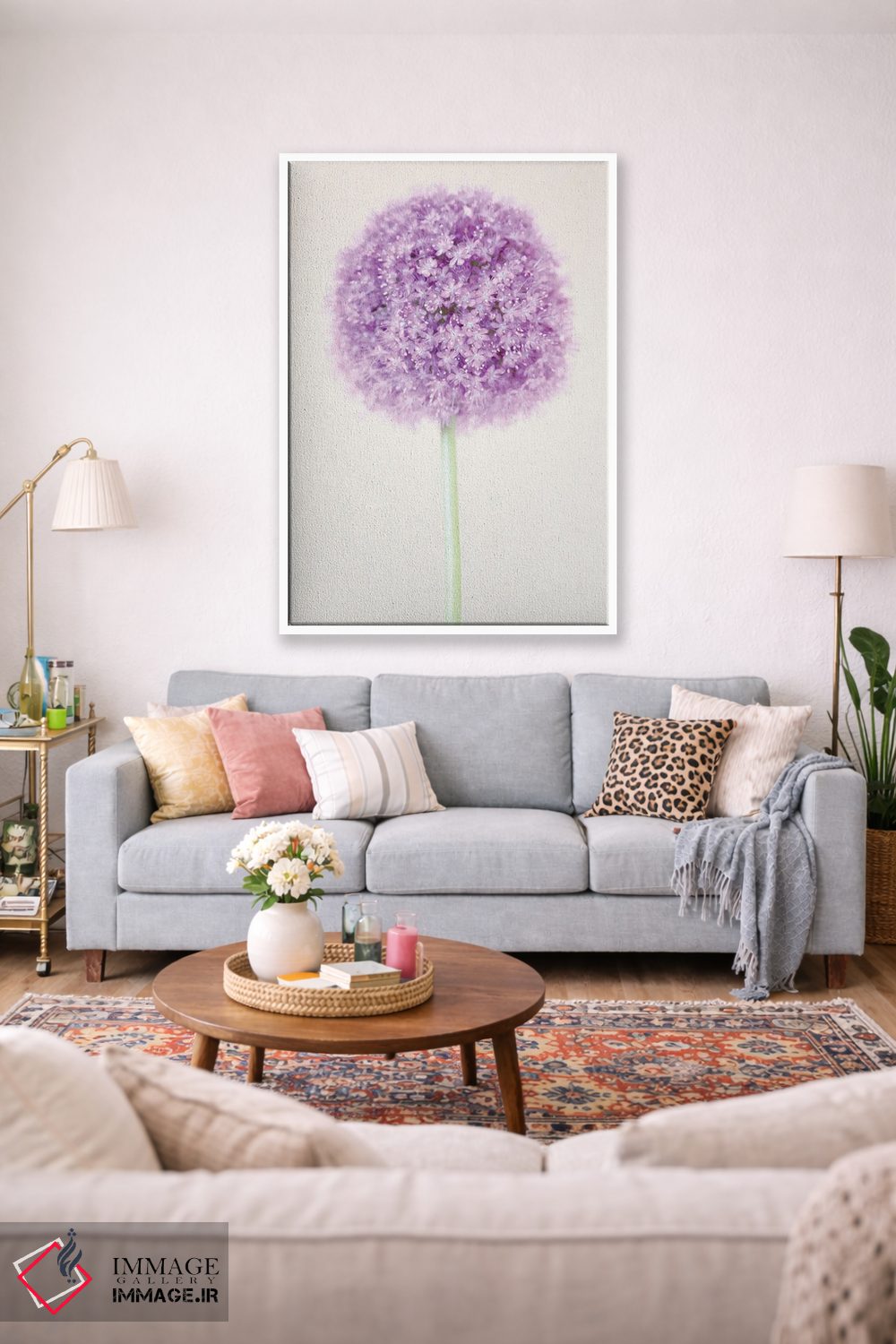 تابلو دکوراتیو گل آلیوم پاستلی اثر آلیسون فنل - D1W