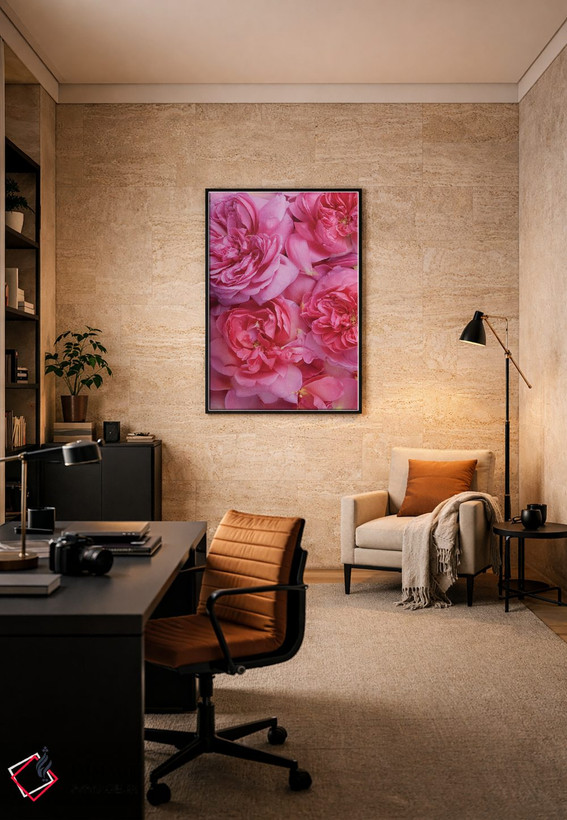 تابلو دکوراتیو گلبرگ های رز انگلیسی صورتی اثر آلیسون فنل - D6B