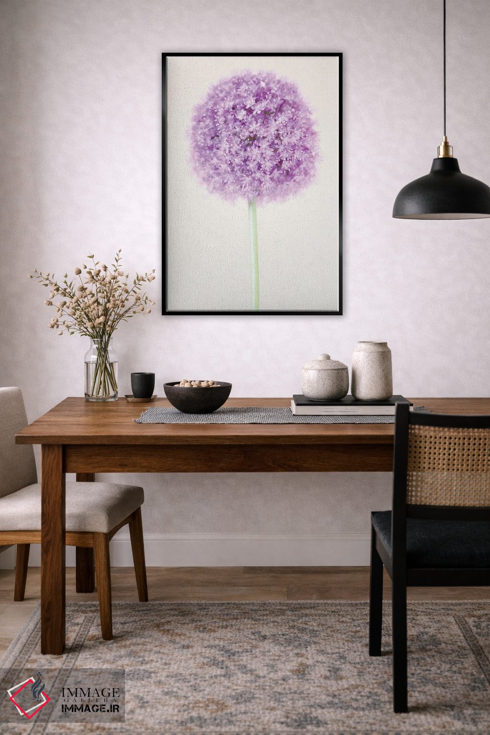 تابلو دکوراتیو گل آلیوم پاستلی اثر آلیسون فنل - D4B