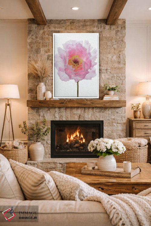 تابلو مدرن گل صدتومانی درختی صورتی اثر آلیسون فنل - D1W