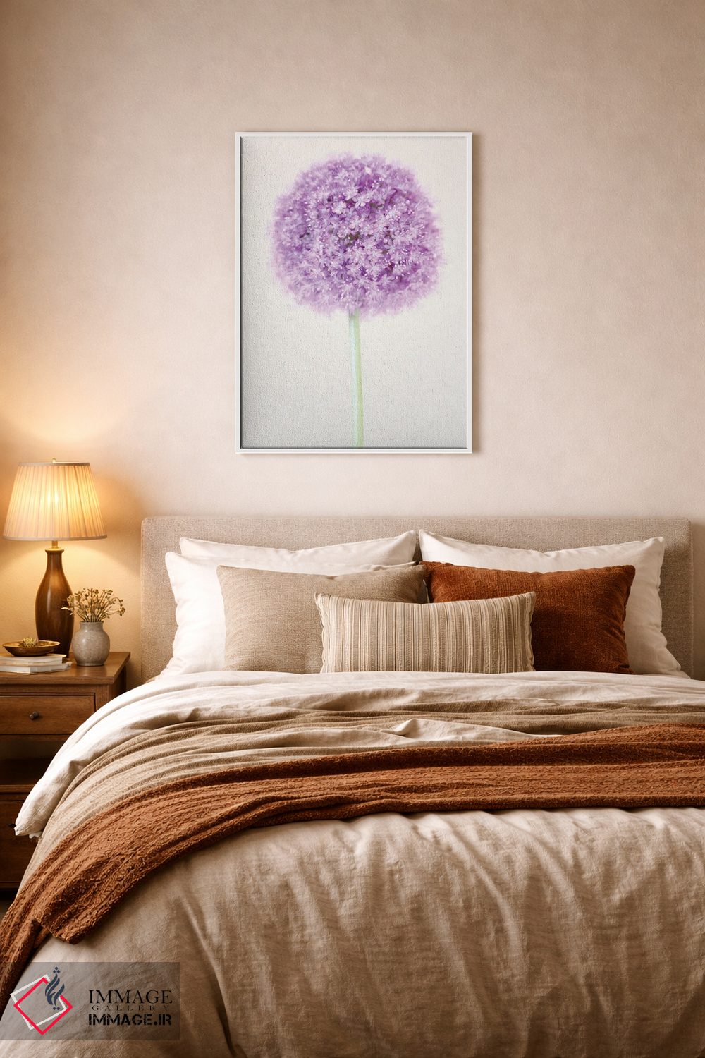 تابلو دکوراتیو گل آلیوم پاستلی اثر آلیسون فنل - D6W