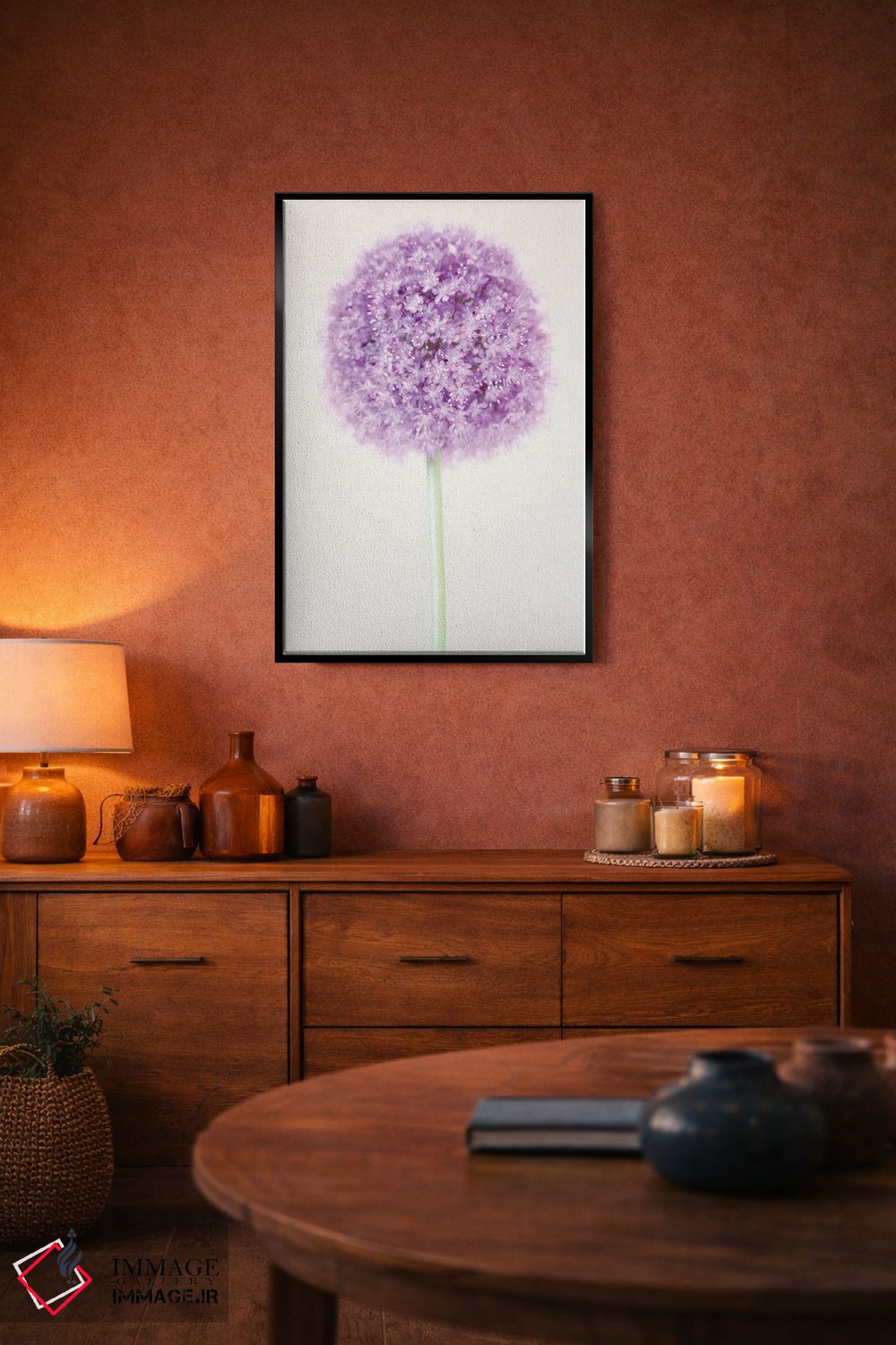 تابلو دکوراتیو گل آلیوم پاستلی اثر آلیسون فنل - D5B