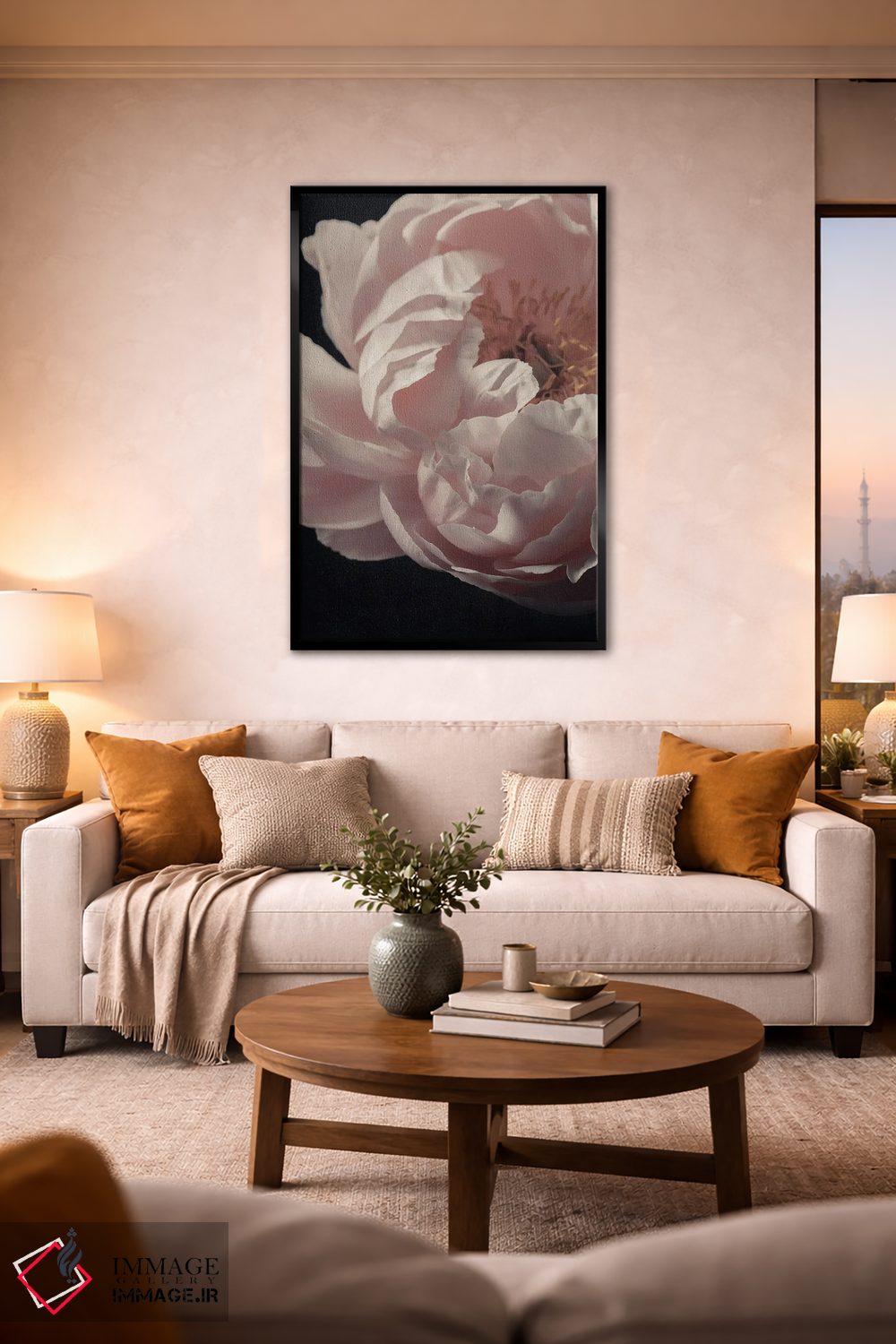 تابلو دکوراتیو نمای نزدیک صدتومانی صورتی کمرنگ اثر آلیسون فنل - D2B