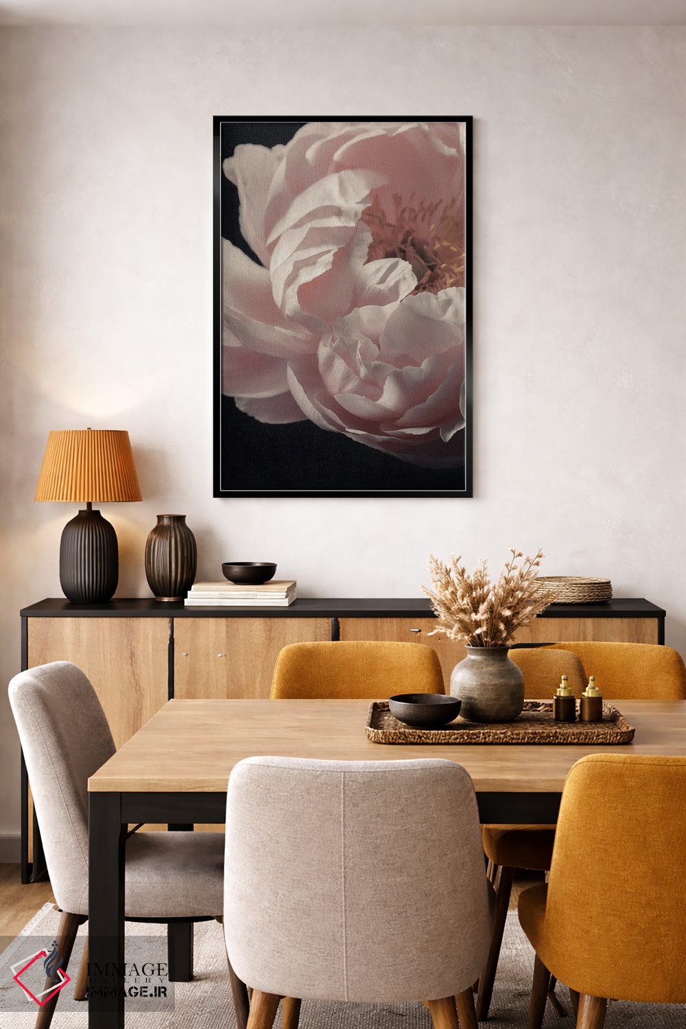 تابلو دکوراتیو نمای نزدیک صدتومانی صورتی کمرنگ اثر آلیسون فنل - D3B