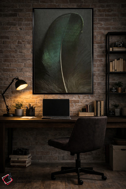 تابلو دکوراتیو نمای نزدیک پر طاووس سبز اثر آلیسون فنل - D5B