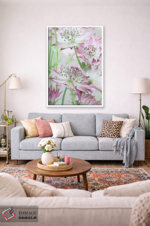 تابلو دکوراتیو گل های آسترنتیا صورتی پاستلی اثر آلیسون فنل - D1W