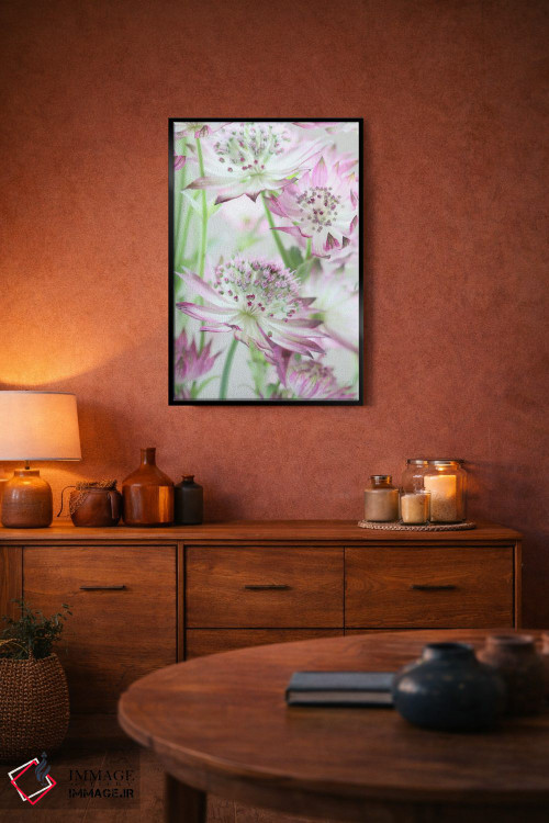 تابلو دکوراتیو گل های آسترنتیا صورتی پاستلی اثر آلیسون فنل - D6B