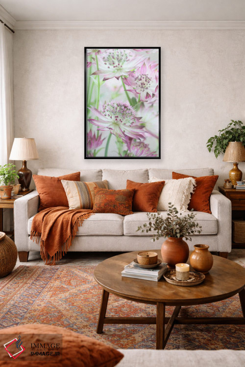 تابلو دکوراتیو گل های آسترنتیا صورتی پاستلی اثر آلیسون فنل - D5B