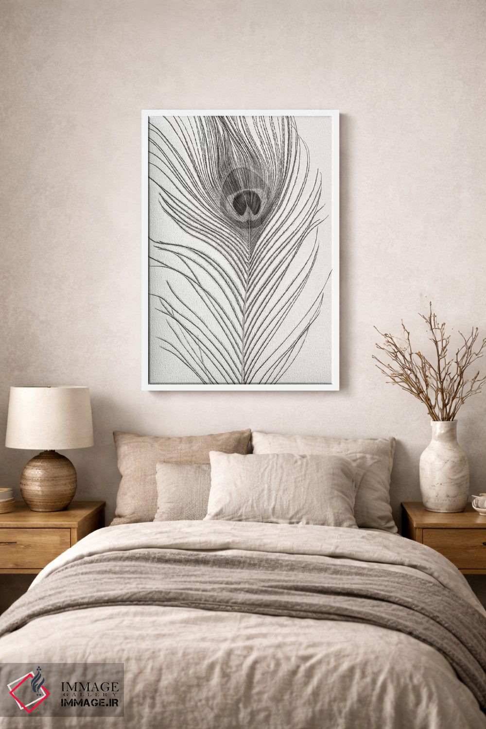 تابلو دکوراتیو پر طاووس تک رنگ اثر آلیسون فنل - D1W