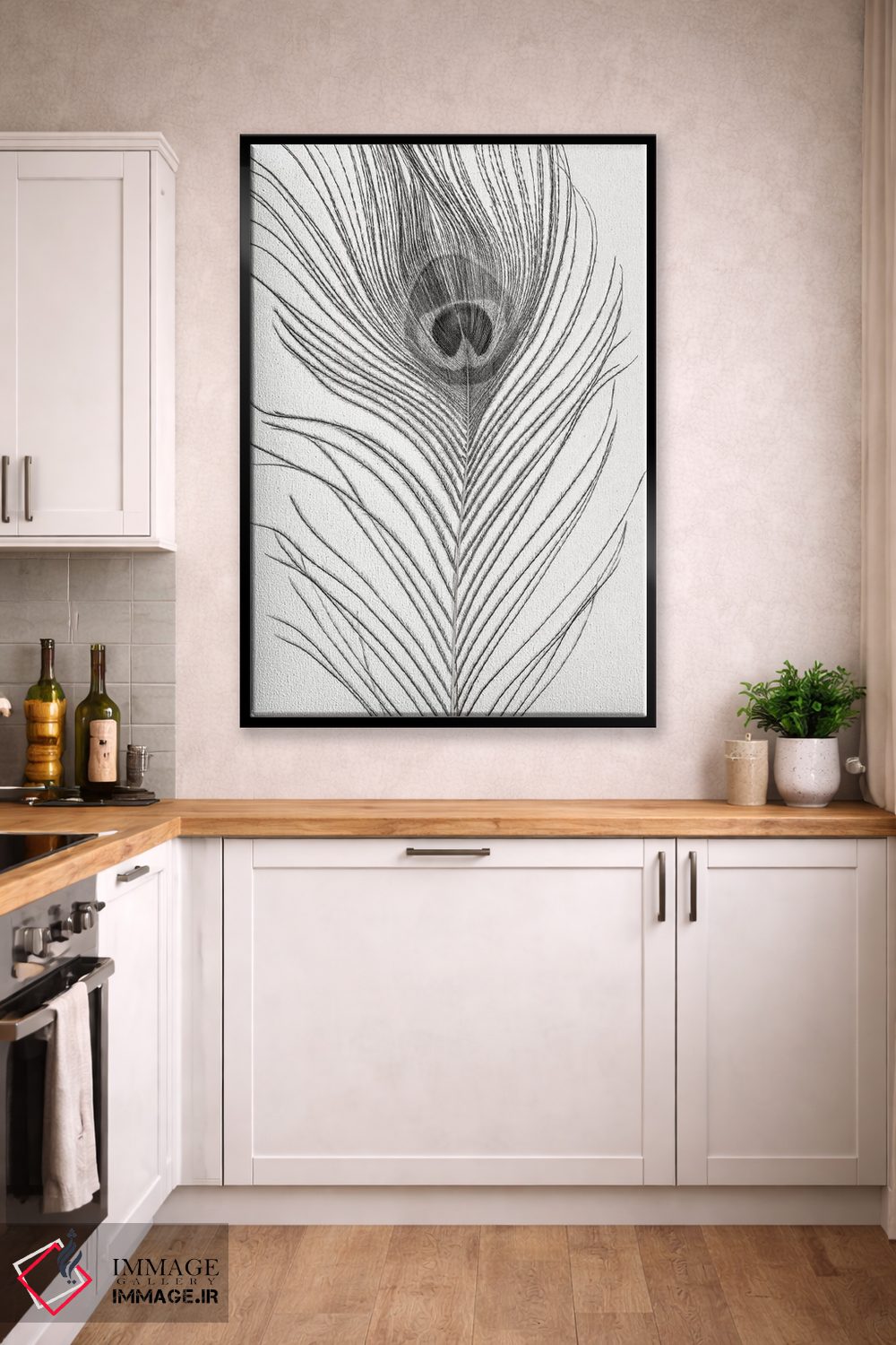 تابلو دکوراتیو پر طاووس تک رنگ اثر آلیسون فنل - D3B