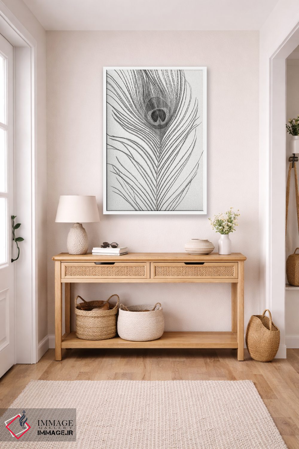 تابلو دکوراتیو پر طاووس تک رنگ اثر آلیسون فنل - D5W