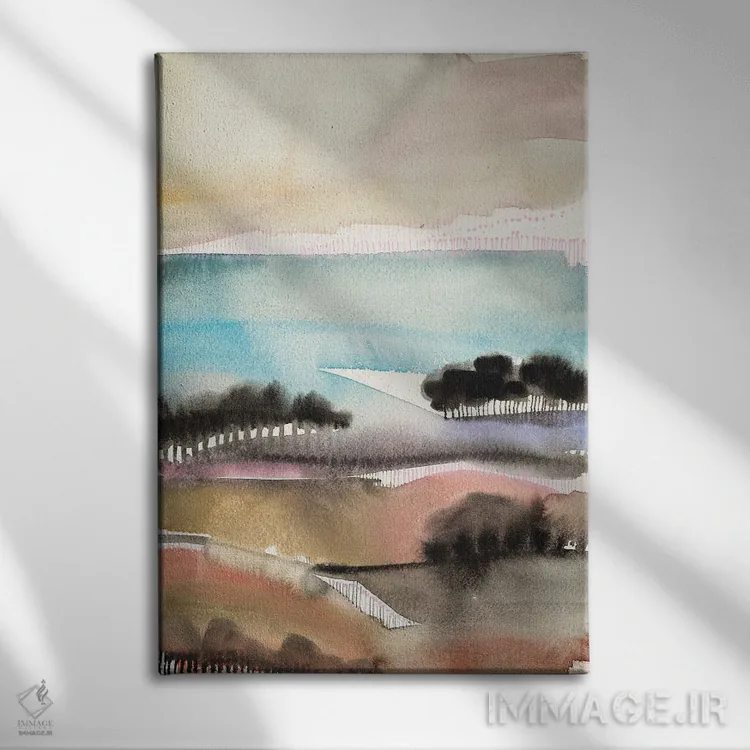 تابلو انتزاعی دره طلوع خورشید اثر فیث ایوانز-سیلز - نمای روبهرو روی دیوار