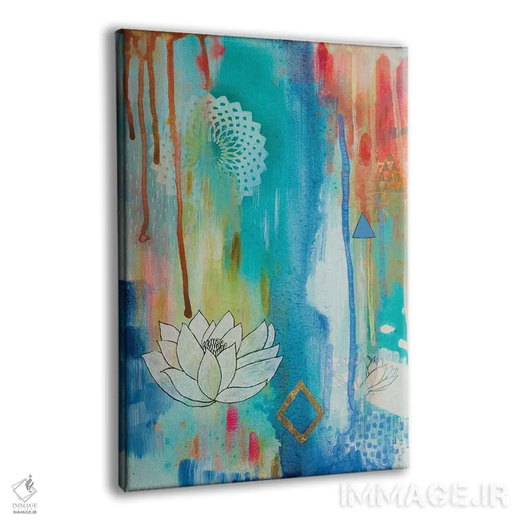 تابلو انتزاعی شکوفه لوتوس اثر فیث ایوانز-سیلز - نمای پرسپکتیو محصول