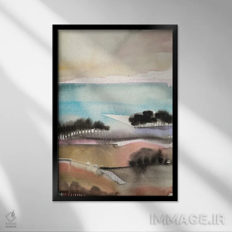 تابلو انتزاعی دره طلوع خورشید اثر فیث ایوانز-سیلز - نمای قابدار مشکی