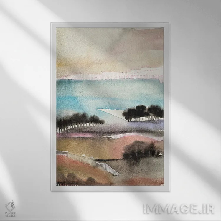 تابلو انتزاعی دره طلوع خورشید اثر فیث ایوانز-سیلز - نمای قابدار سفید