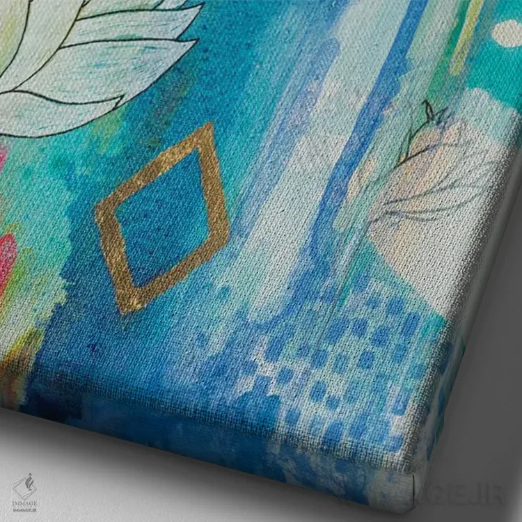 تابلو انتزاعی شکوفه لوتوس اثر فیث ایوانز-سیلز - نمای نزدیک بافت بوم