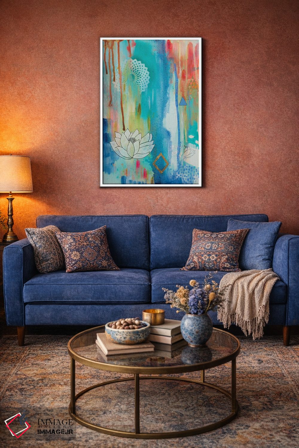 تابلو انتزاعی شکوفه لوتوس اثر فیث ایوانز-سیلز - D2W