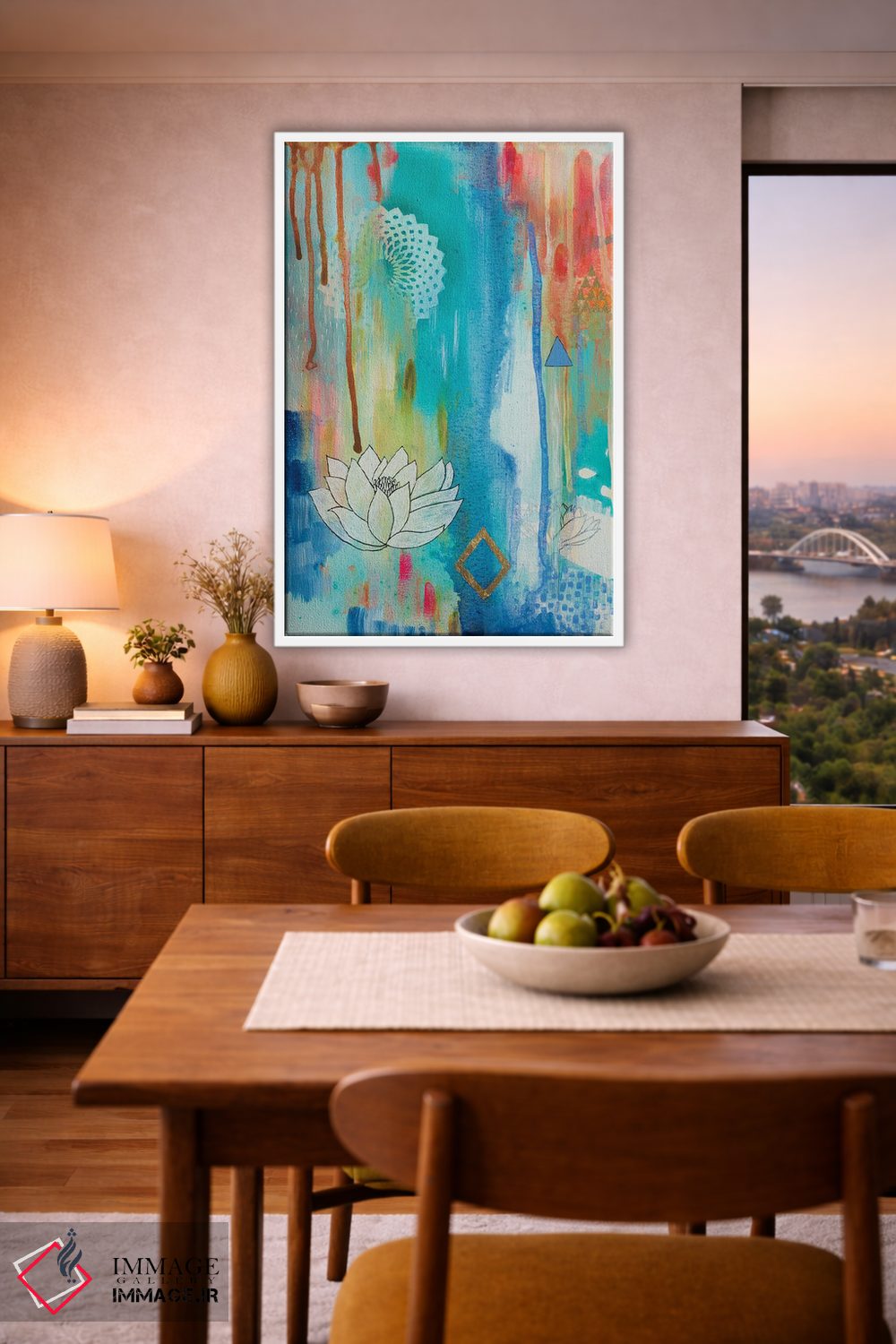 تابلو انتزاعی شکوفه لوتوس اثر فیث ایوانز-سیلز - D5W