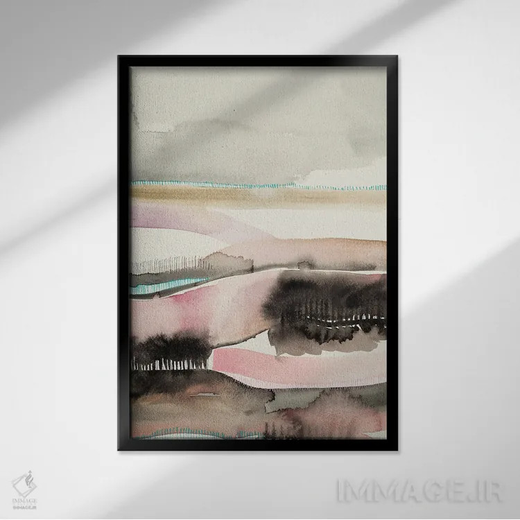 تابلو انتزاعی لبه غروب خورشید اثر فیث ایوانز-سیلز - نمای قابدار مشکی