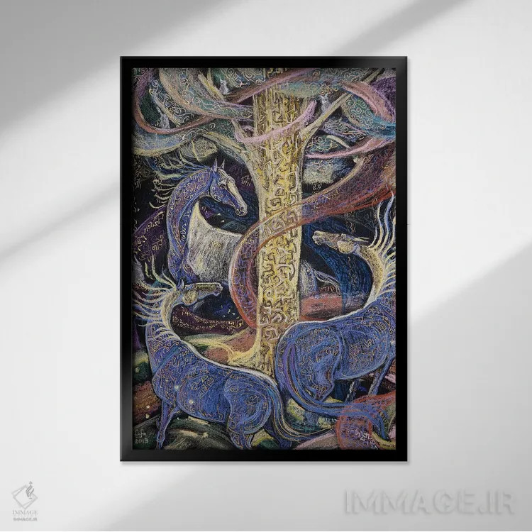 تابلو دکوراتیو درخت جادویی اثر فافا کورولوا - نمای قابدار مشکی