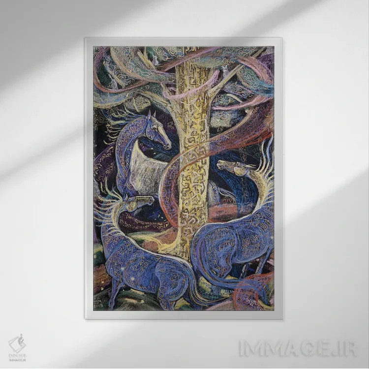 تابلو دکوراتیو درخت جادویی اثر فافا کورولوا - نمای قابدار سفید