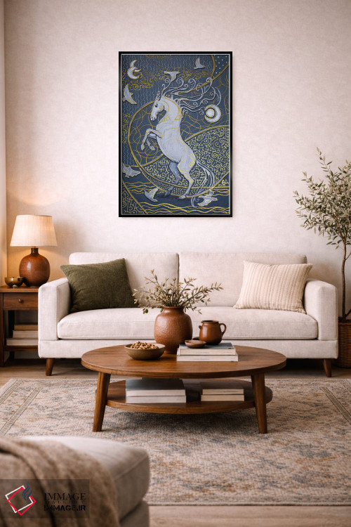 تابلو دکوراتیو یک اسب سفید اثر فافا کورولوا - D2B