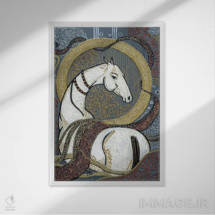 تابلو دکوراتیو یک اسب سفید آسمانی اثر فافا کورولوا - نمای قابدار سفید