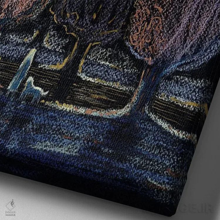 تابلو دکوراتیو انتظار در شب اثر فافا کورولوا - نمای نزدیک بافت بوم