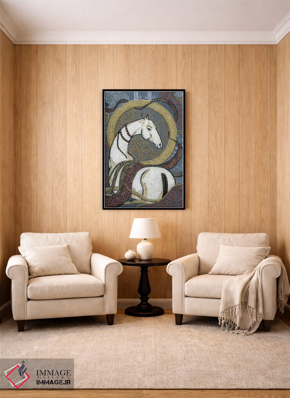 تابلو دکوراتیو یک اسب سفید آسمانی اثر فافا کورولوا - D4B